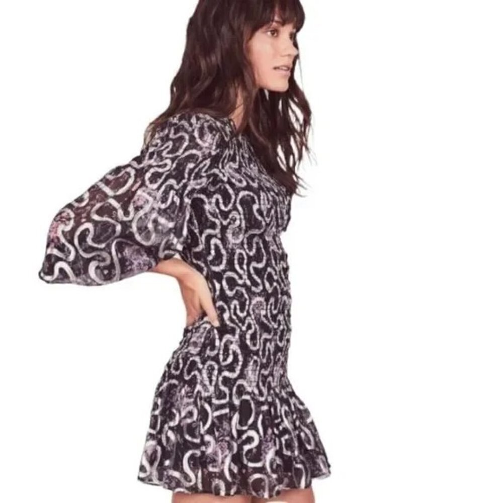 LoveShackFancy Black Silver Scarlett Mini Dress $495 - Picture 2 of 10